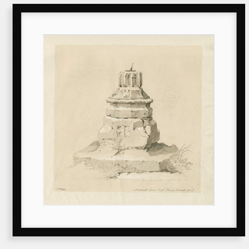 Penn Church-yard - Sundial: sepia drawing, 1837 by Thomas Peploe Wood