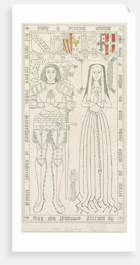 Penkridge Church - Tomb of William Wynnesbury: pen and ink drawing by Thomas Peploe Wood