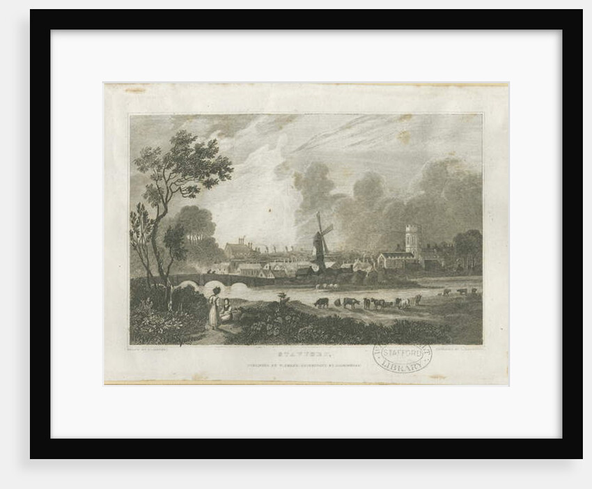 Stafford - South West View: engraving by Frederick Calvert