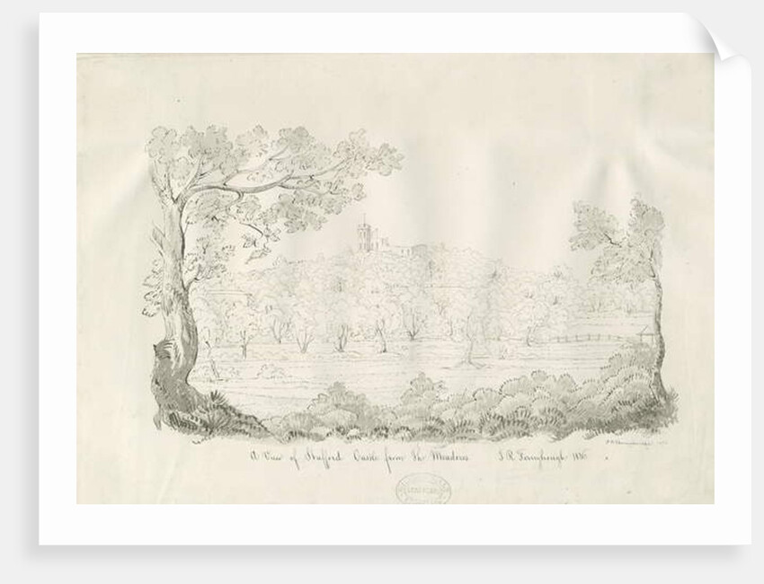 Stafford Castle - East View: pen and sepia drawing, 1836 by John Robert Fernyhough