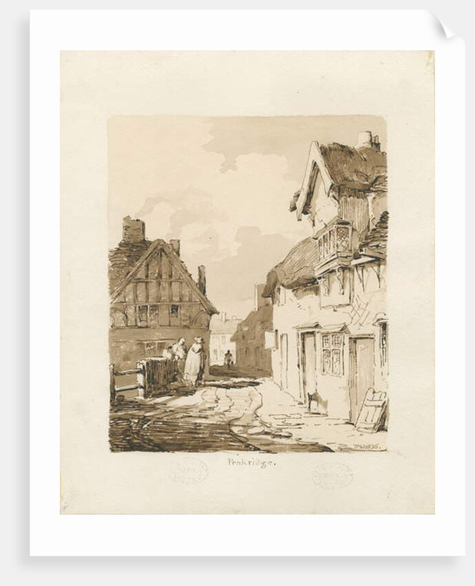 Penkridge Town: sepia drawing, 1836 by Thomas Peploe Wood