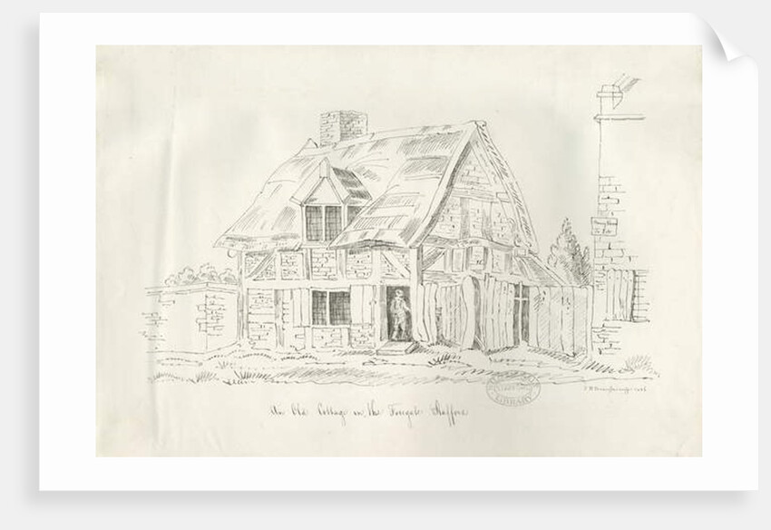 Stafford - Old Cottage in the Foregate: pen and ink drawing, 1836 by John Robert Fernyhough