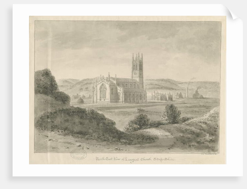 Longport Church - St. Paul's: sepia drawing, 1841 by John Chessell Buckler
