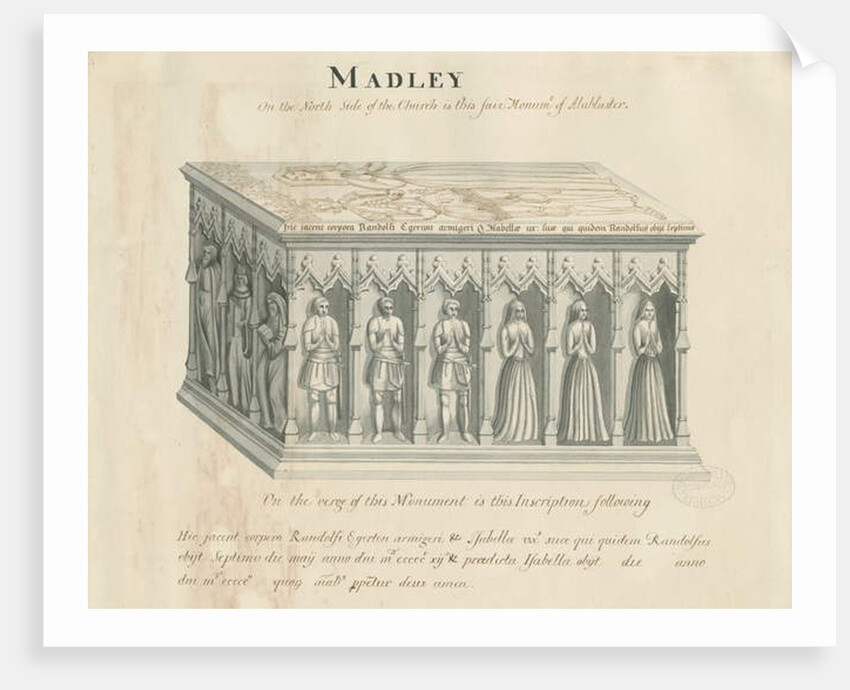 Madeley Church - Monument to Randolf Egerton: pen and ink wash drawing, nd [19th cent] by John Robert Fernyhough