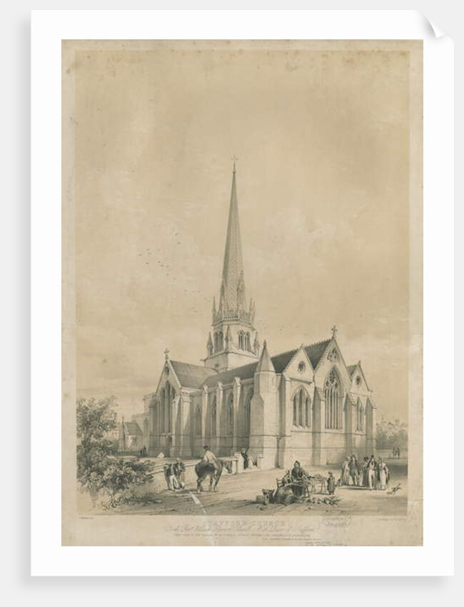 Stafford - St. Mary's Church: lithograph, nd [c 1841] by George Gilbert Scott