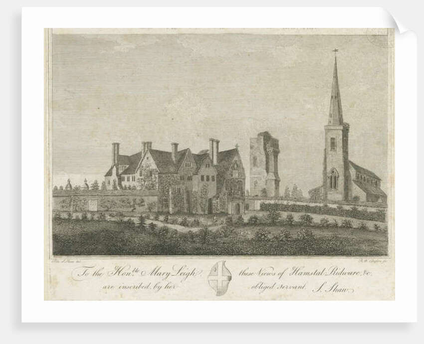 Hamstall Ridware - Church and Manor House: engraving by Stebbing Shaw