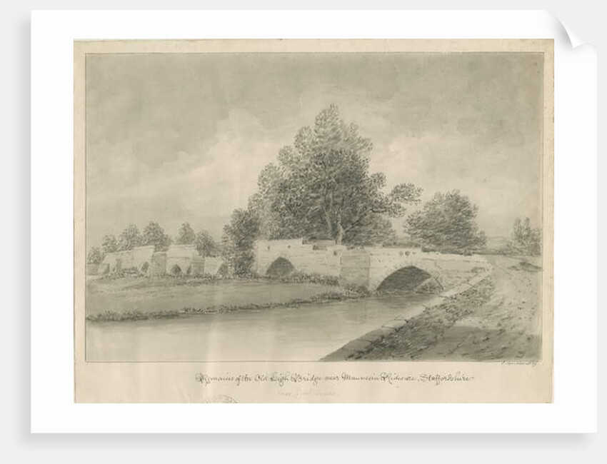 Handsacre - Old High Bridge: sepia drawing, 1839 by John Buckler