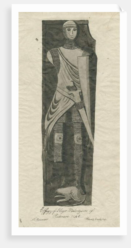 Mavesyn Ridware - Tomb of Hugo Mavesyn: sepia and ink tracing, nd [?late 18th cent] by Thomas Barrett