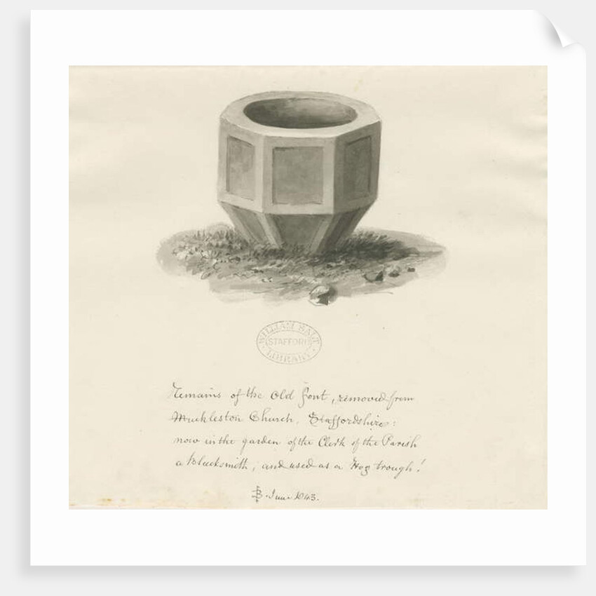 Old Font from Mucklestone Church by John Buckler