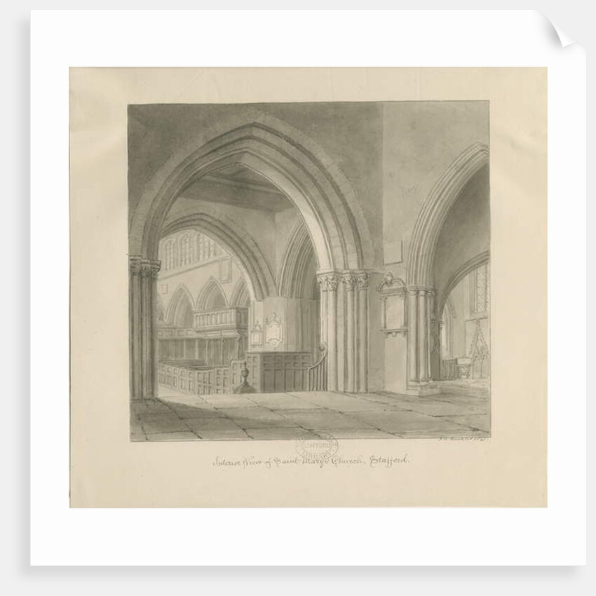 Stafford - Interior of St. Mary's Church by John Chessell Buckler