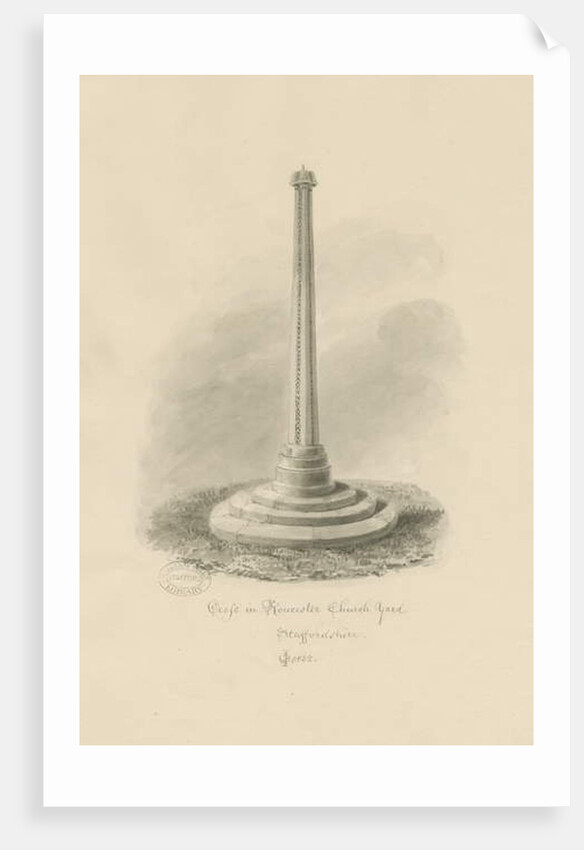 Rocester Churchyard - Cross: sepia drawing, 1832 by John Chessell Buckler