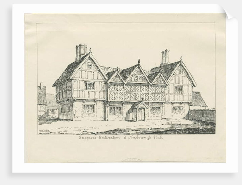 Newborough Hall: pen drawing, 1836 by Thomas Peploe Wood