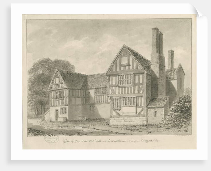 Dimsdale Old Hall: sepia drawing, 1841 by John Buckler