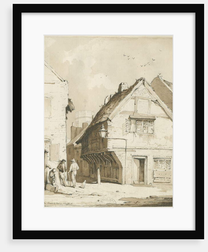 Stafford - Little Church Lane: sepia drawing, nd [c 1837] by Thomas Peploe Wood
