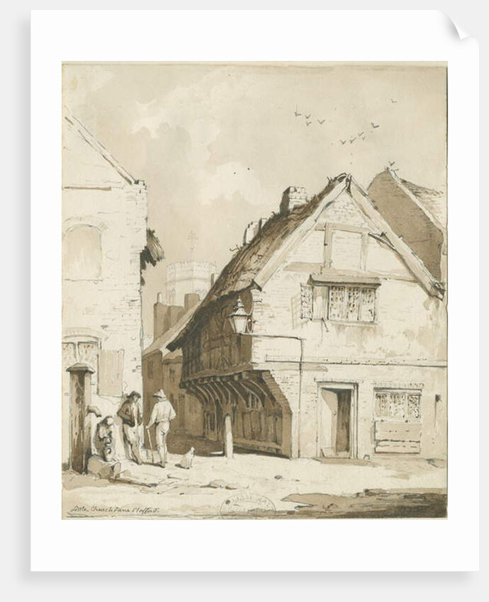 Stafford - Little Church Lane: sepia drawing, nd [c 1837] by Thomas Peploe Wood