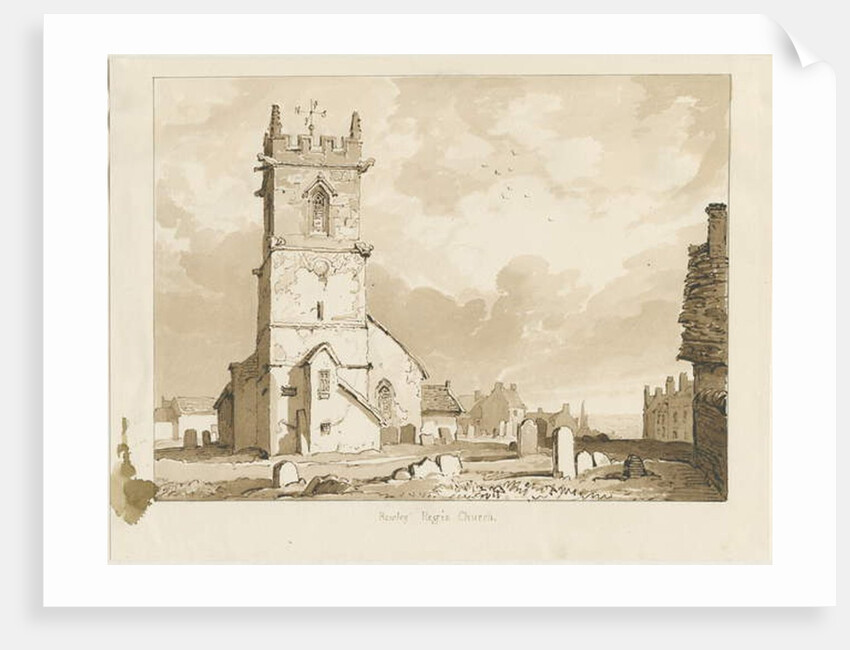 Rowley Regis Church: sepia drawing, 1837 by Thomas Peploe Wood