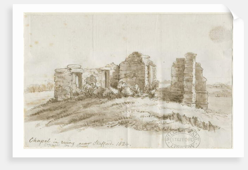 Stafford - Creswell Chapel: pen and wash drawing, 1824 by School English