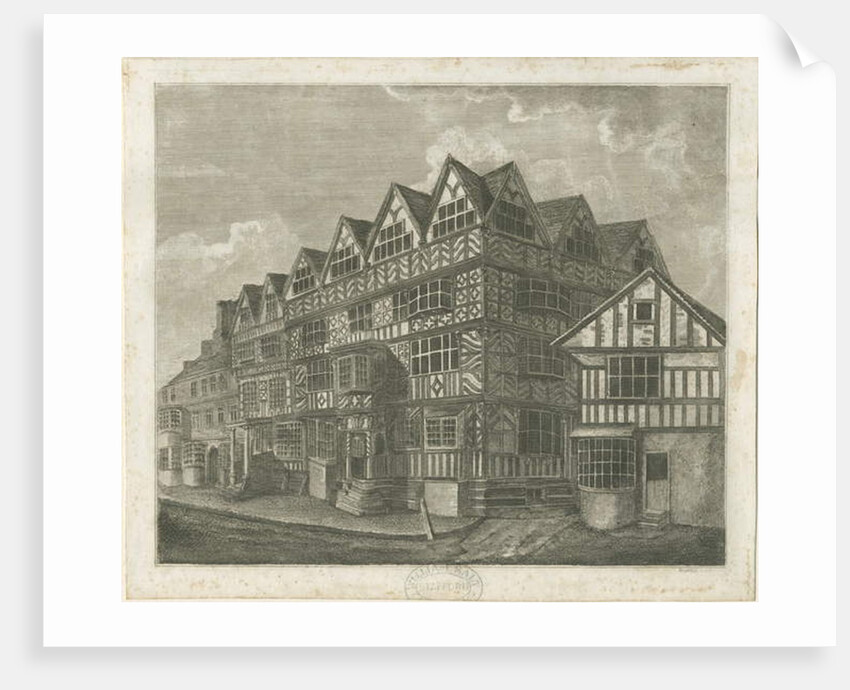Stafford - Ancient 'High House': engraving by School English