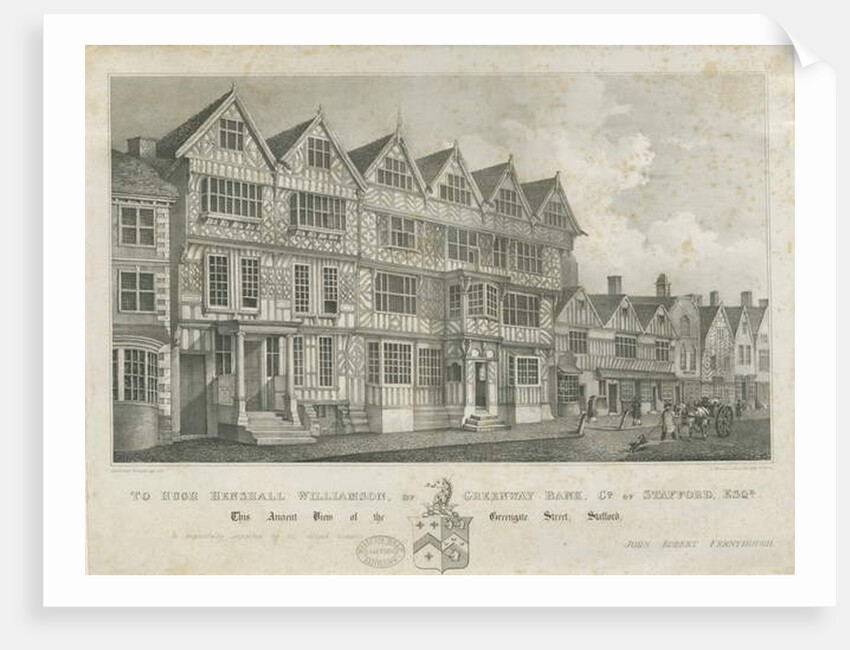 Stafford - Ancient 'High House': lithograph by John Robert Fernyhough