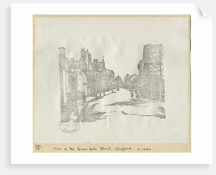 Stafford - Greengate Street: woodcut engraving by School English