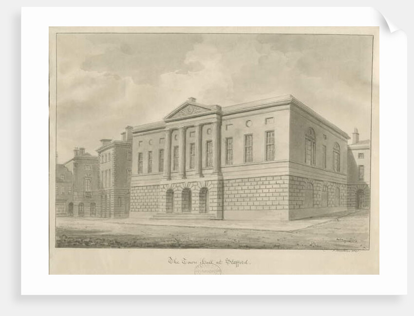 Stafford - Shire Hall: sepia drawing, 1841 by John Buckler