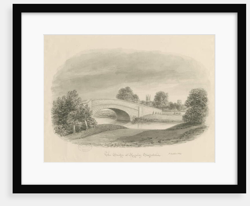 Rugeley Town - Bridge: sepia drawing, 1842 by John Buckler