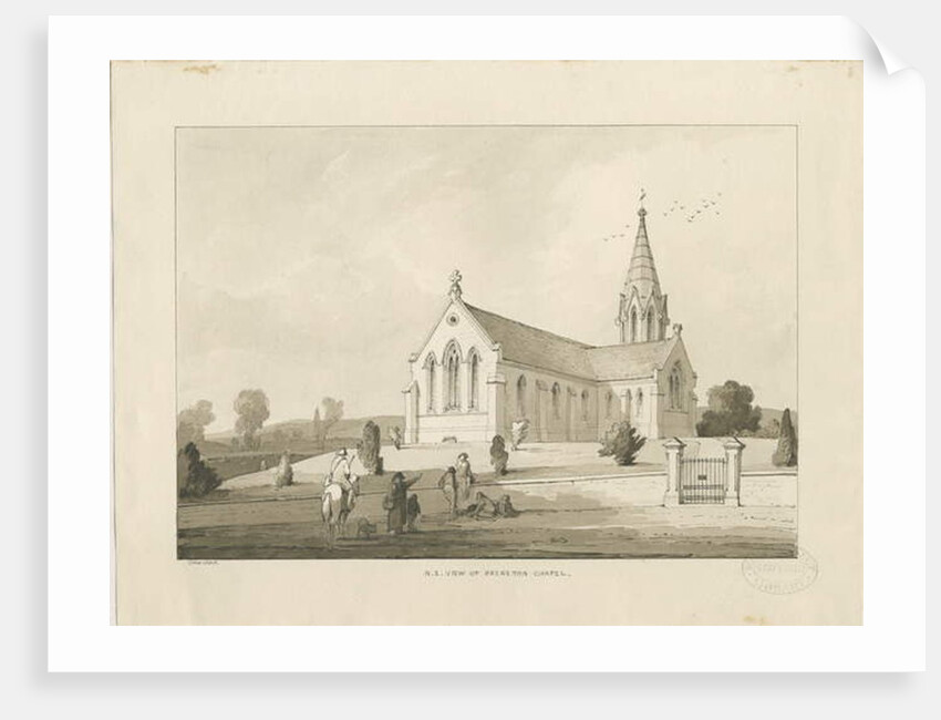 Brereton Chapel: [St. Michael''s Church, Brereton] wash drawing, 1838 by Thomas Peploe Wood
