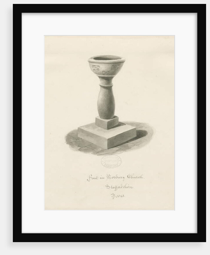 Font in Norbury Church by John Buckler