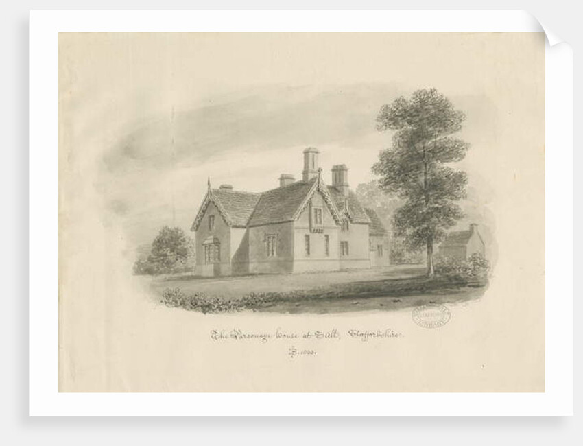 Stafford - Parsonage House at Salt: sepia drawing, 1842 by John Buckler