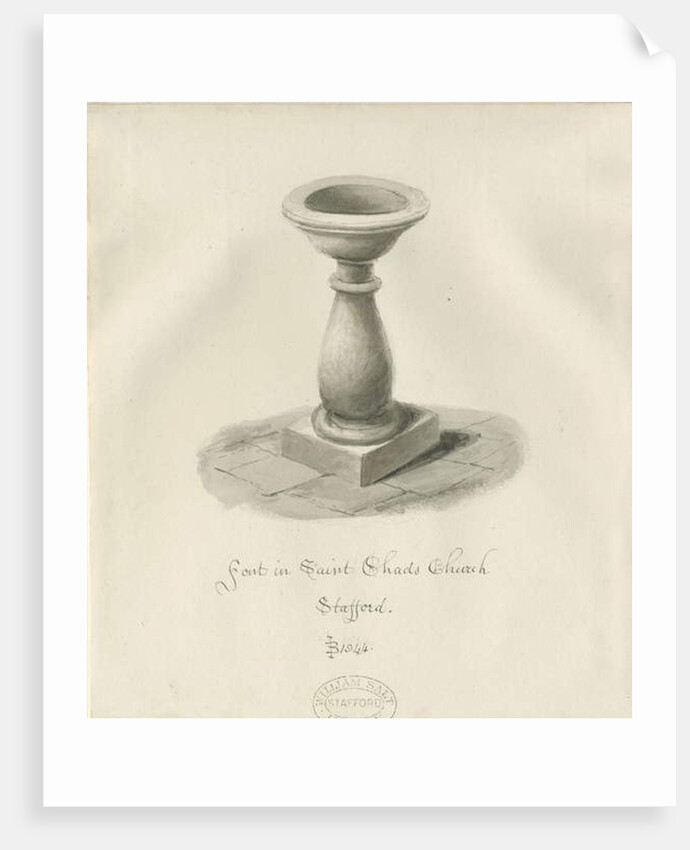 Stafford - Font in St. Chad's Church by John Buckler