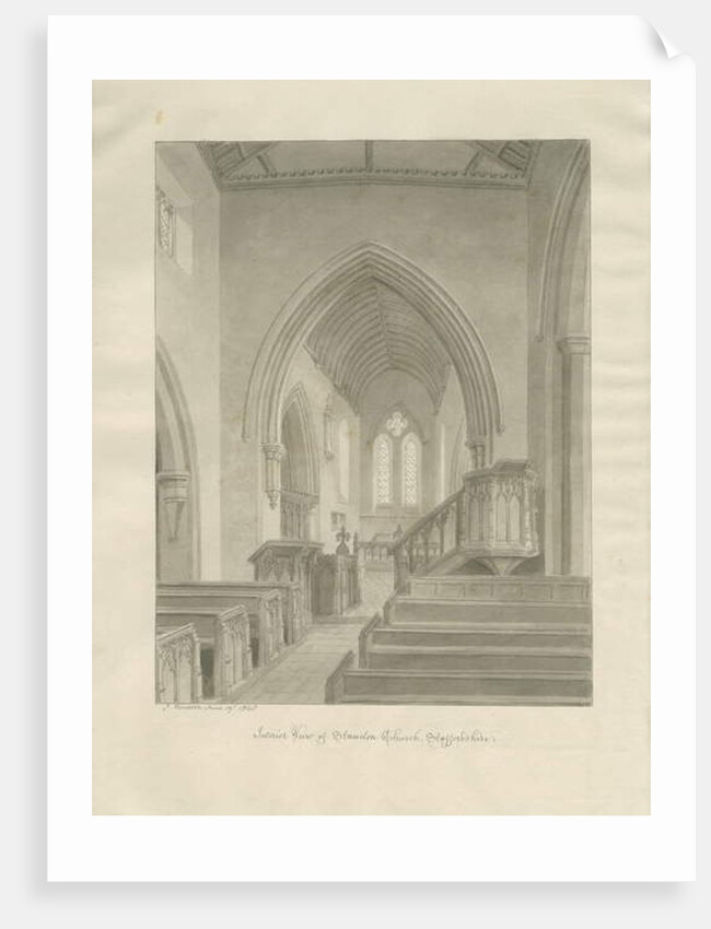 Interior of Standon Church: sepia drawing, 19 Jun 1848 by John Buckler
