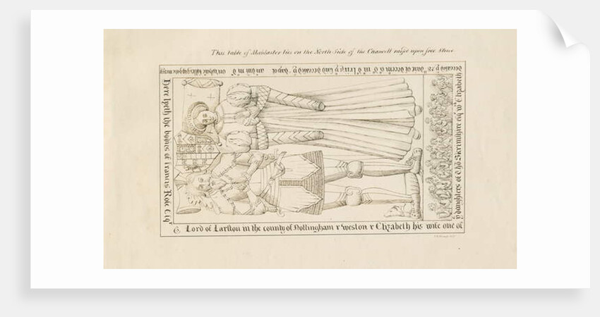 Standon Church - Tomb of Francis Rose: pen drawing by John Robert Fernyhough
