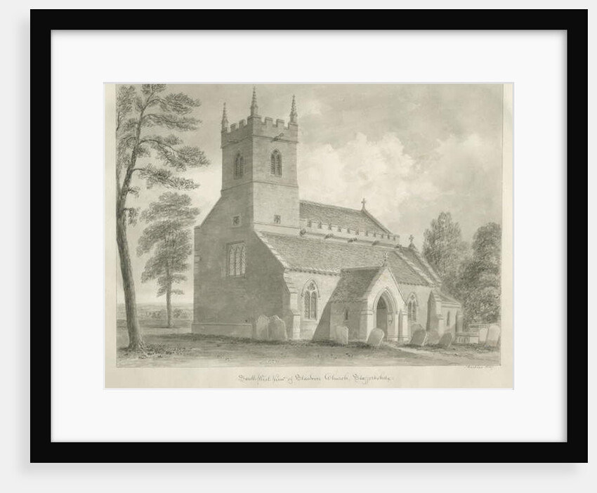 Standon Church: sepia drawing, 1847 by John Buckler