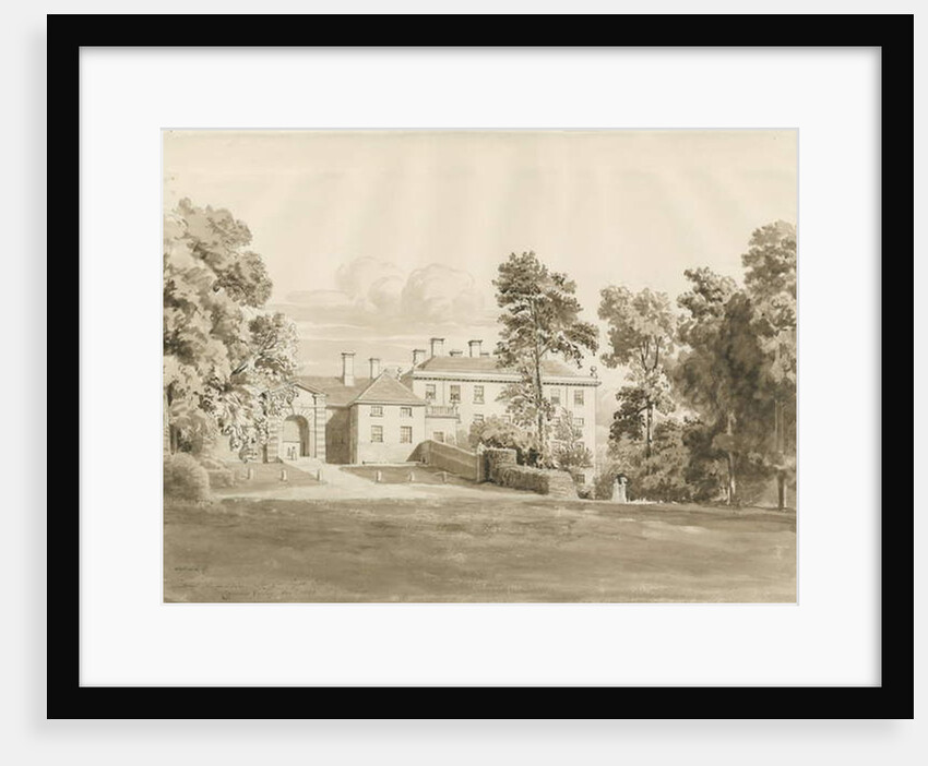 Patshull House: sepia wash drawing, Aug 1820 by John Buckler