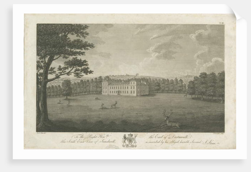 Sandwell Park - Hall: engraving by Stebbing Shaw