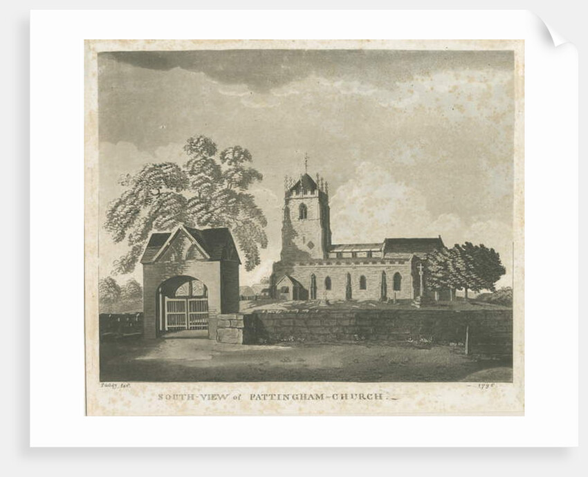 Pattingham Church: aquatint engraving, 1796 by School English