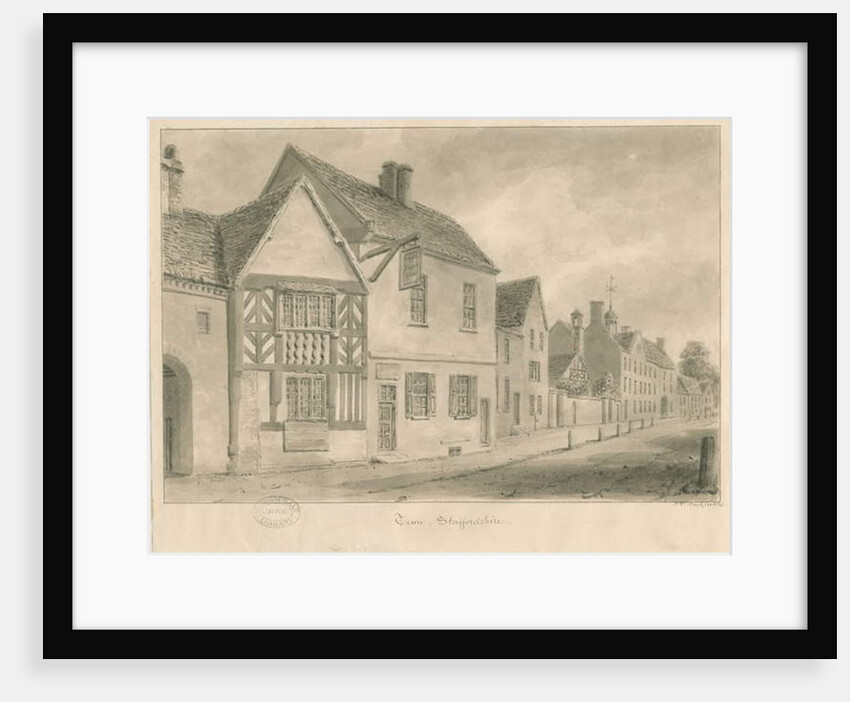 Tean - Village street: sepia wash drawing, 1841 by John Chessell Buckler