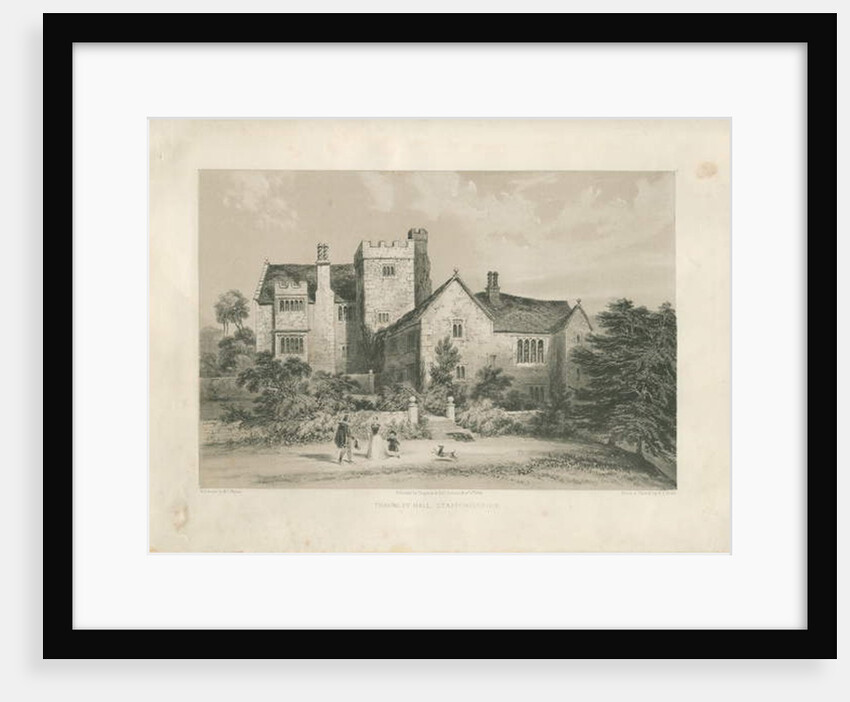 Throwley Hall: lithotint, nd [c 1845] by Henry Lark Pratt
