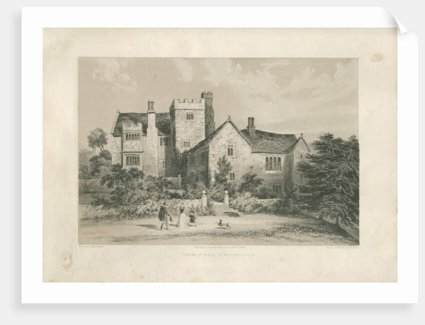 Throwley Hall: lithotint, nd [c 1845] by Henry Lark Pratt