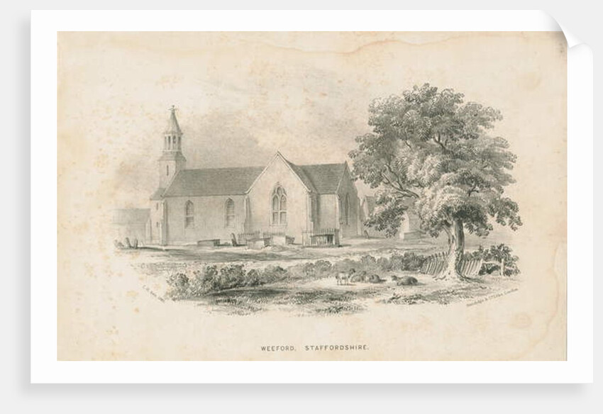 Weeford Church: lithograph, 1841 by School English