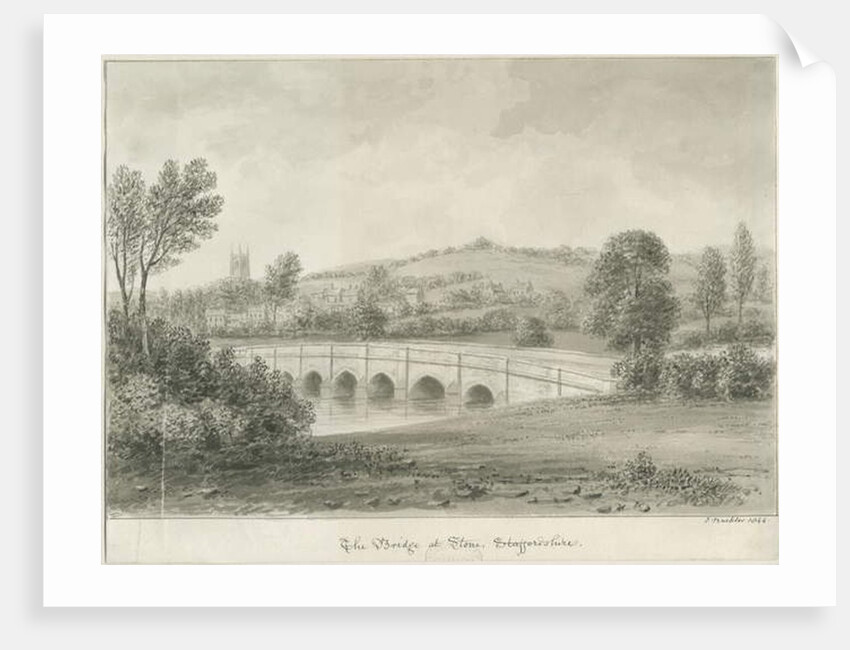 Stone - Bridge over the River Trent: sepia wash drawing, 1844 by John Buckler