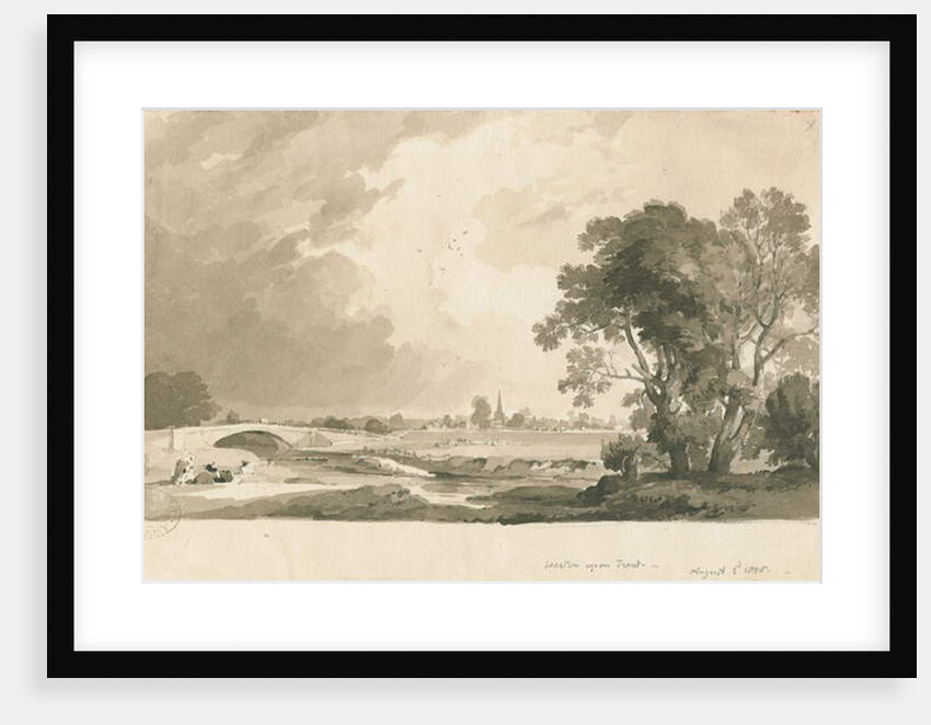 Weston-on-Trent - Distant View: sepia and pencil wash drawing, 2 Aug 1838 by Thomas Peploe Wood