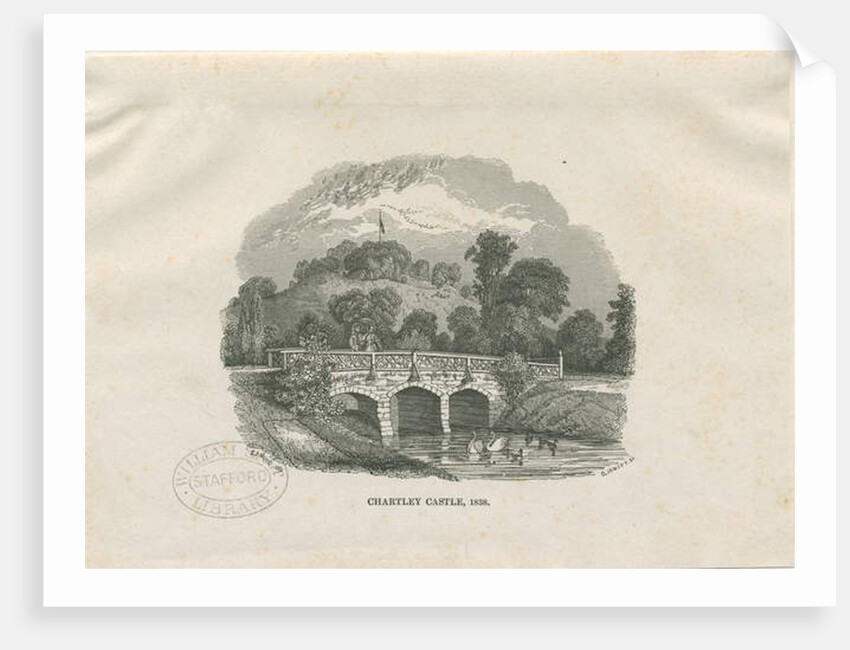 Chartley Castle [Hall]: woodcut engraving, 1838 by Thomas Peploe Wood