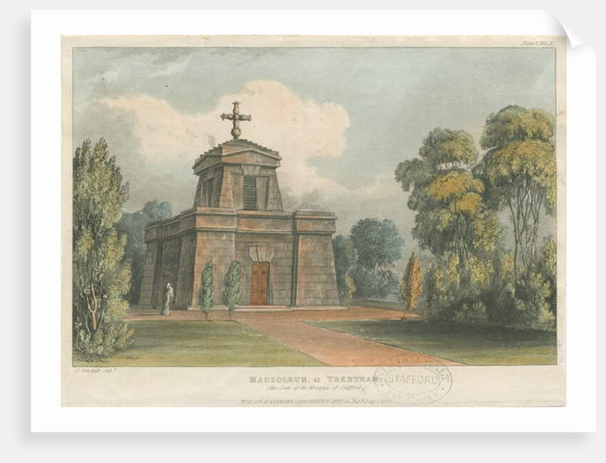 Trentham - The Mausoleum: coloured lithograph, nd [c 1824] by John Gendall
