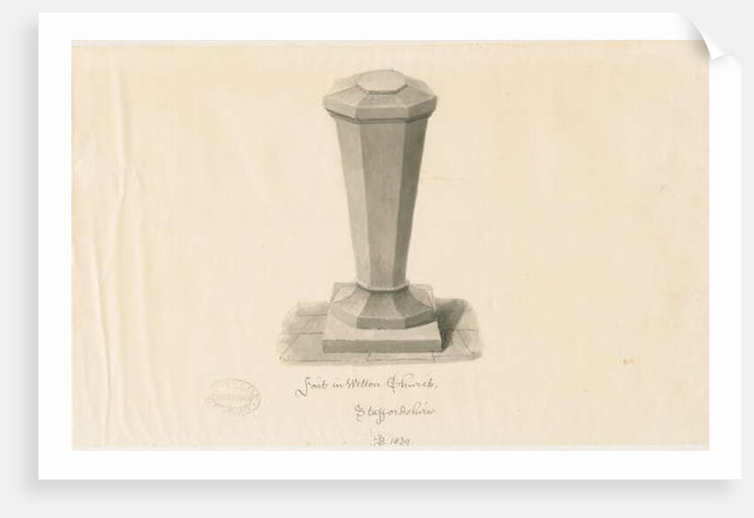 Font in Wetton Church by John Buckler