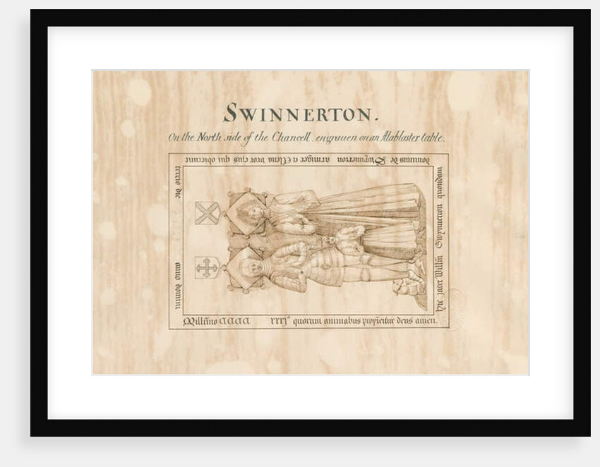 Swynnerton Church - Monument to William Swynnerton: pen and ink drawing by John Robert Fernyhough