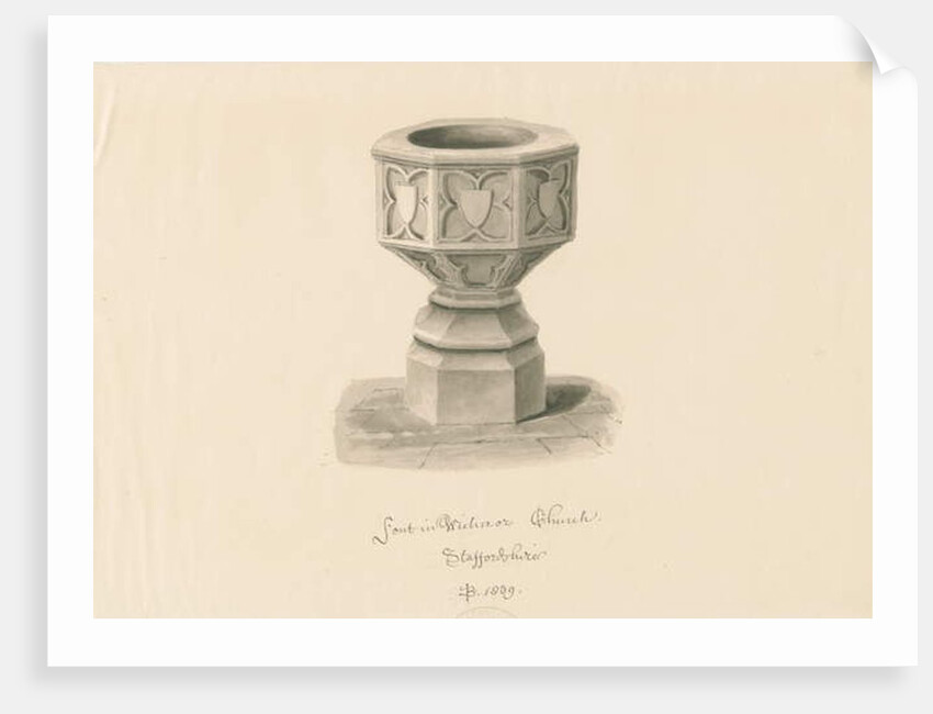 Font in Wichnor Church by John Buckler