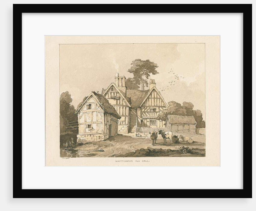 Whittington Hall: pen and wash drawing, 1838 by Thomas Peploe Wood