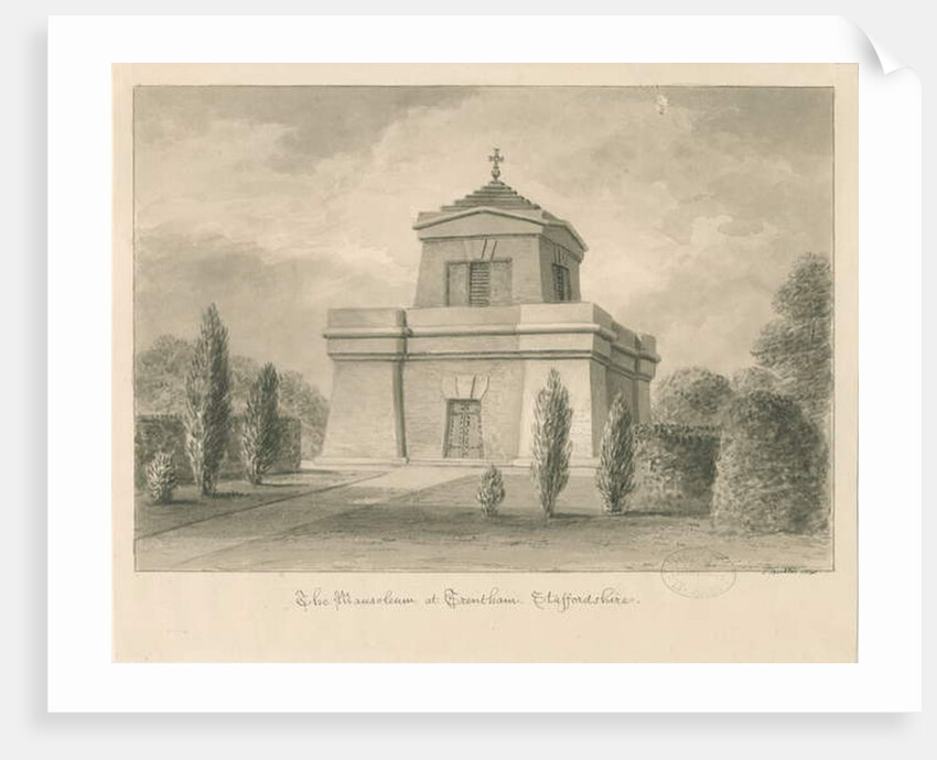 Trentham - The Mausoleum: sepia drawing, 1840 by John Buckler