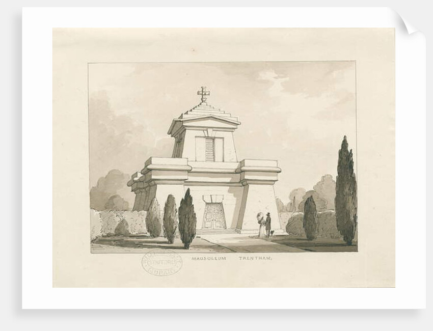 Trentham - The Mausoleum: pen and wash drawing by Thomas Peploe Wood